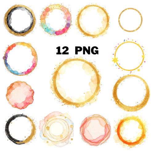 Glitter Circle Sublimation Clipart bundle cover image.