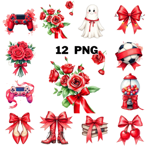 Red Ribbon Day Sublimation Clipart Bundle cover image.