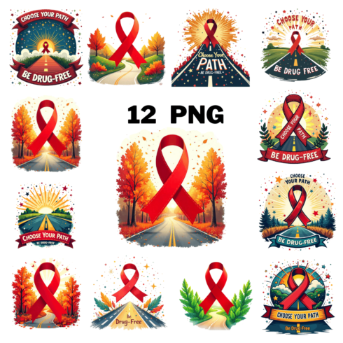 Red ribbons with Path Sublimation Clipart cover image.