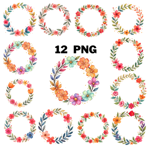 Floral Circle Sublimation Clipart bundle cover image.