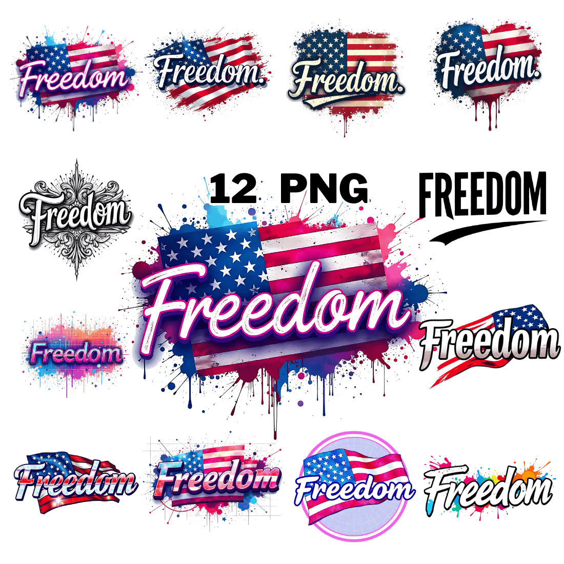 American Freedom Sublimation Clipart Bundle cover image.