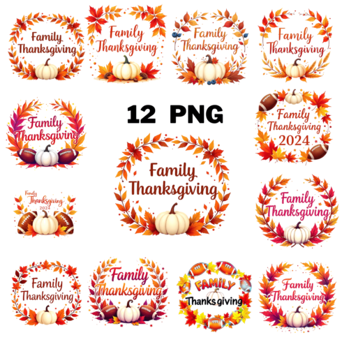 Family Thanksgiving Sublimation Clipart bundle cover image.