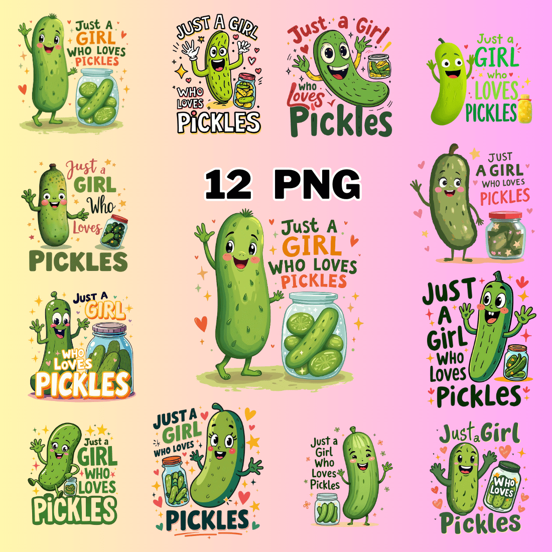 Just a Girl who loves Pickles T-shirt Design preview image.