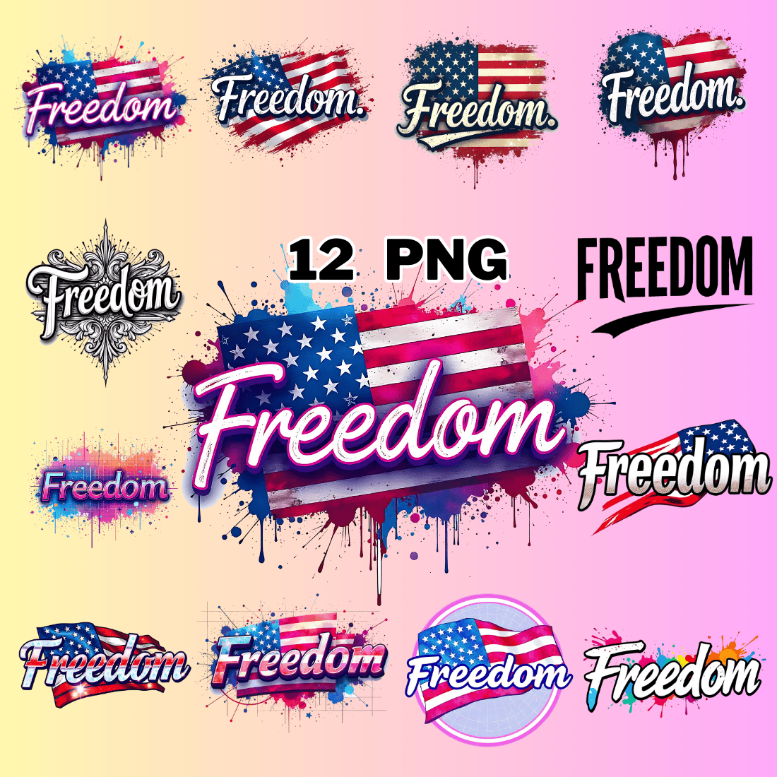 American Freedom Sublimation Clipart Bundle preview image.