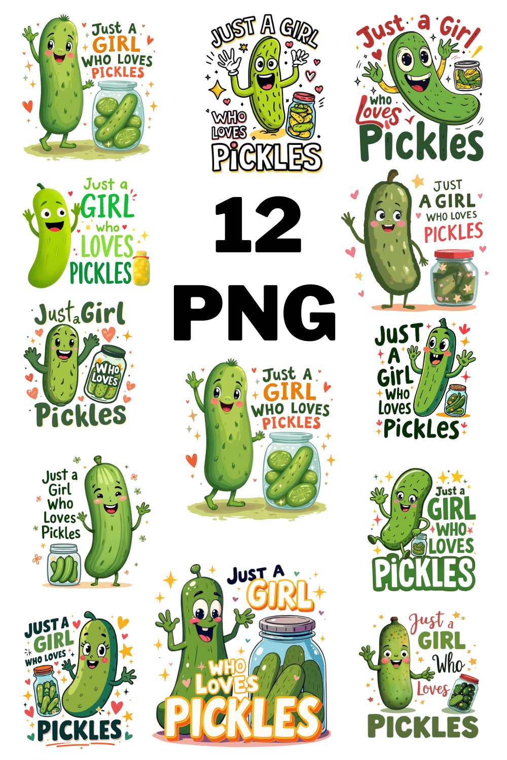 Just a Girl who loves Pickles T-shirt Design pinterest preview image.