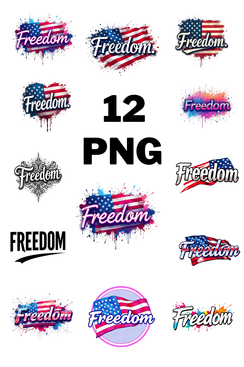 American Freedom Sublimation Clipart Bundle pinterest preview image.