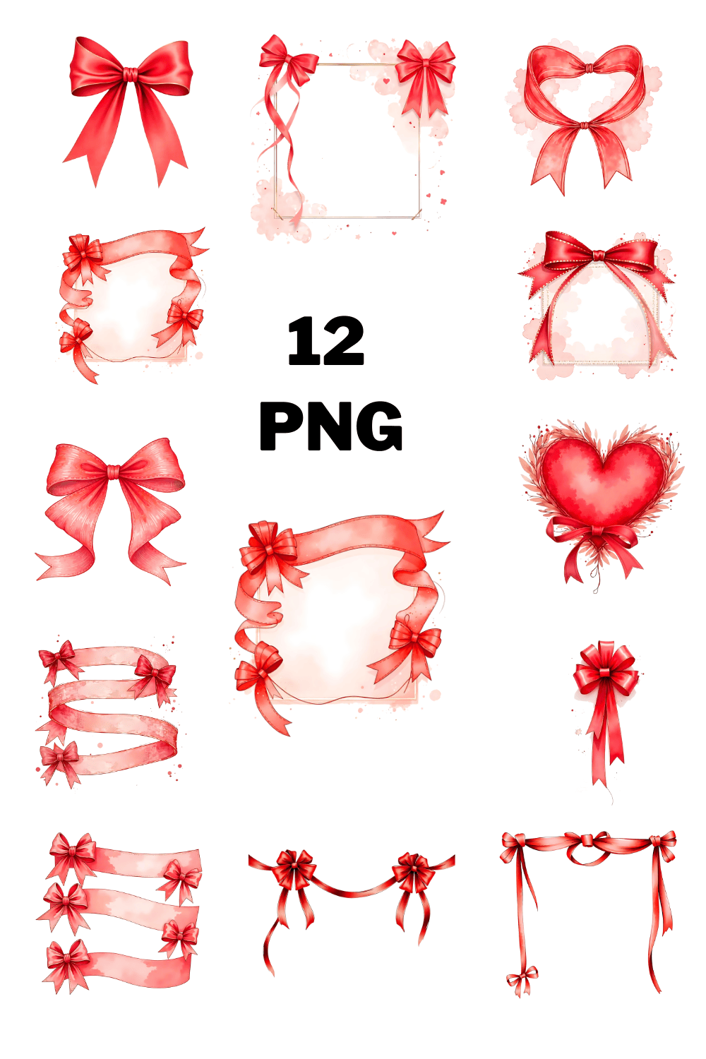 Red ribbon Bow Sublimation Clipart pinterest preview image.