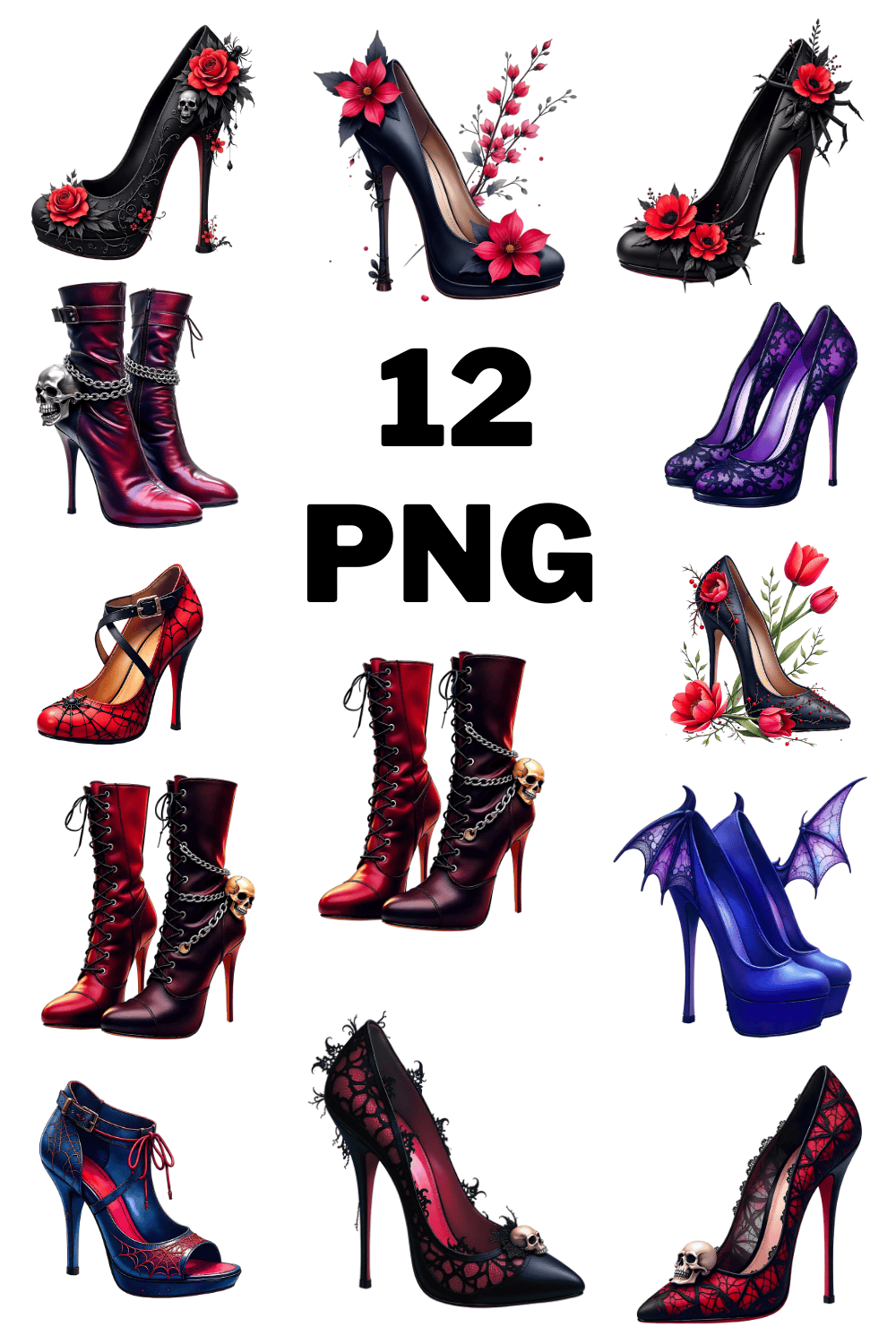 Gothic High Heels Sublimation Clipart pinterest preview image.