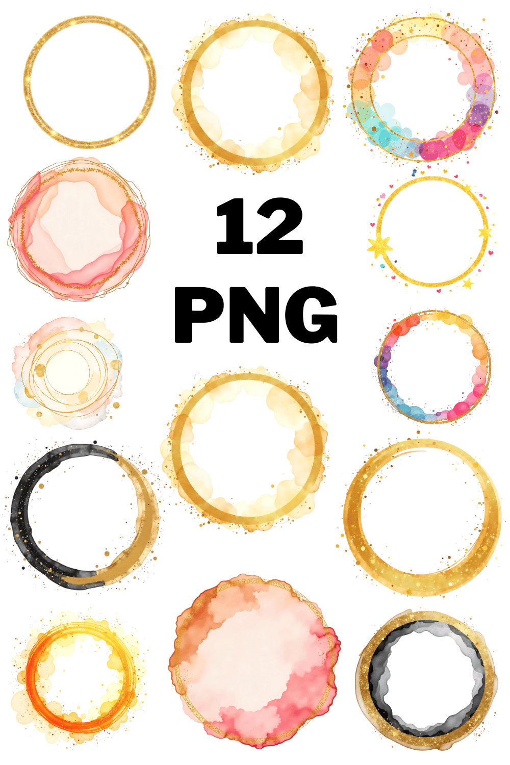 Glitter Circle Sublimation Clipart bundle pinterest preview image.