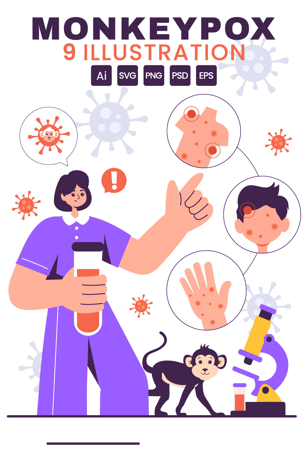 9 Monkeypox Outbreak Illustration pinterest preview image.