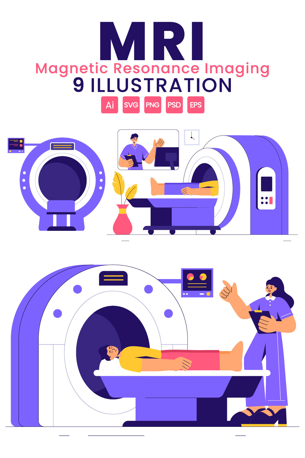 9 MRI or Magnetic Resonance Imaging Illustration pinterest preview image.