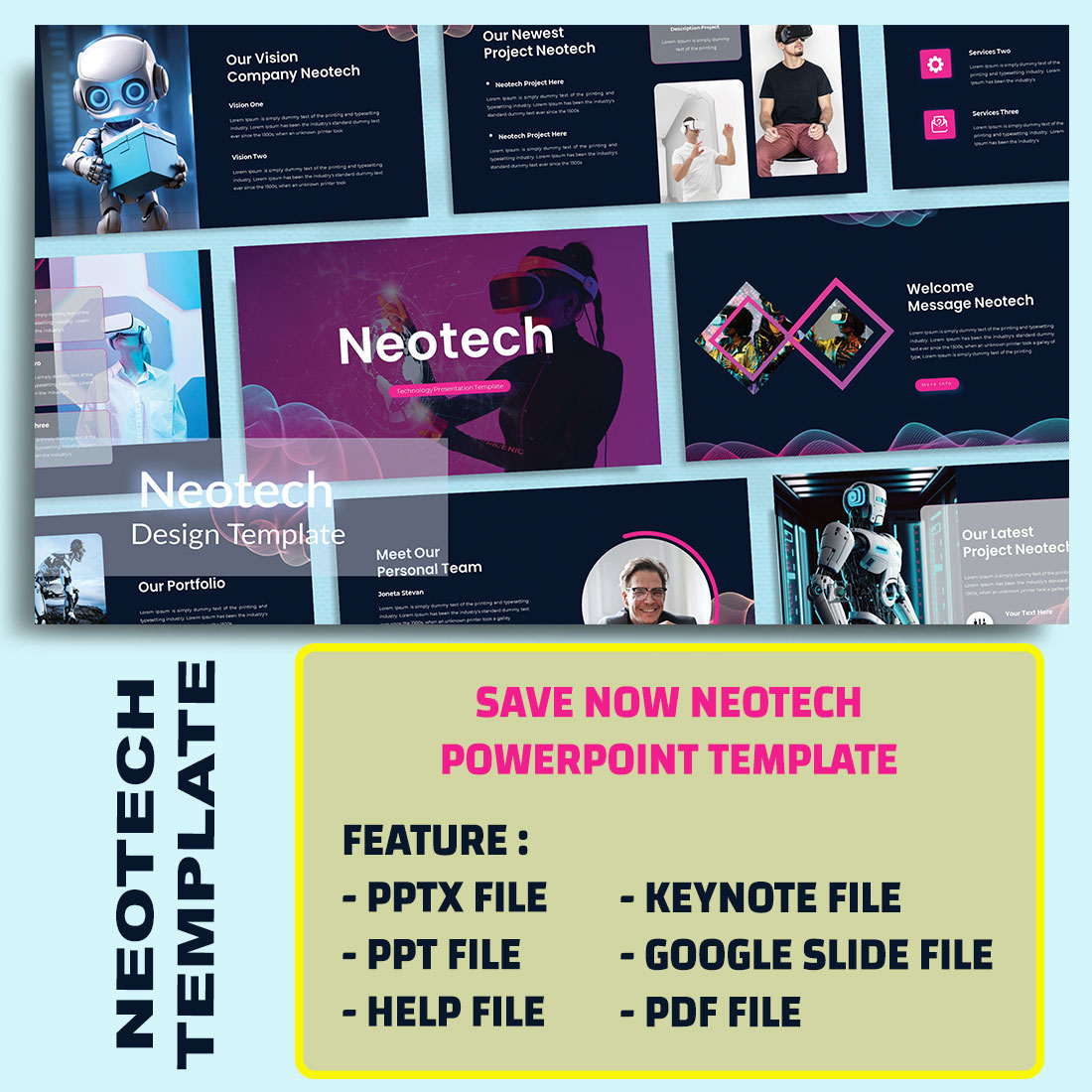 Neotech Powerpoint Template preview image.