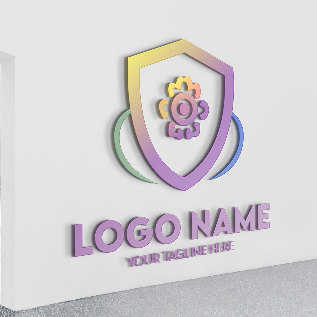 Modern Minimalist Security Company Start-up Logo Design for Businesses With Shield Lock Sign, Professional Creative Monogram For Security Start-up Colorful Gradient Logo Design for Brands Companies preview image.