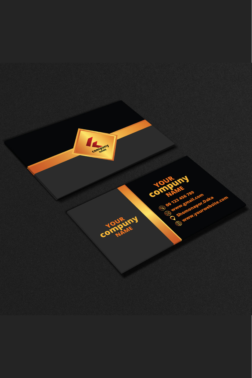 Corporate Business Card Template Design pinterest preview image.