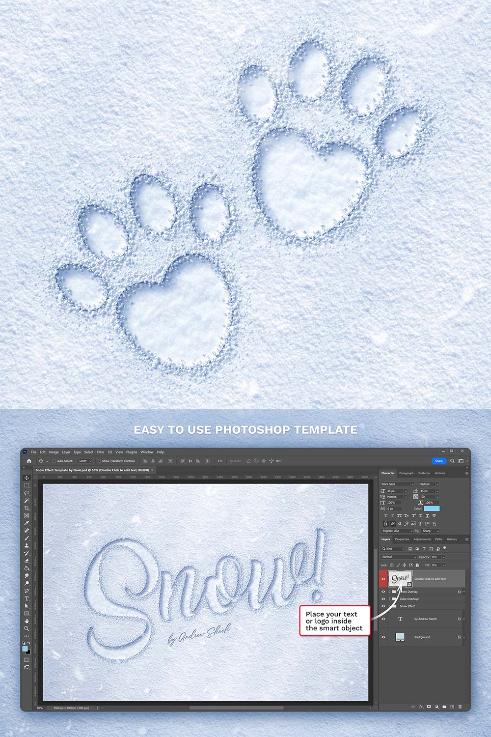 Snow Effect Template pinterest preview image.