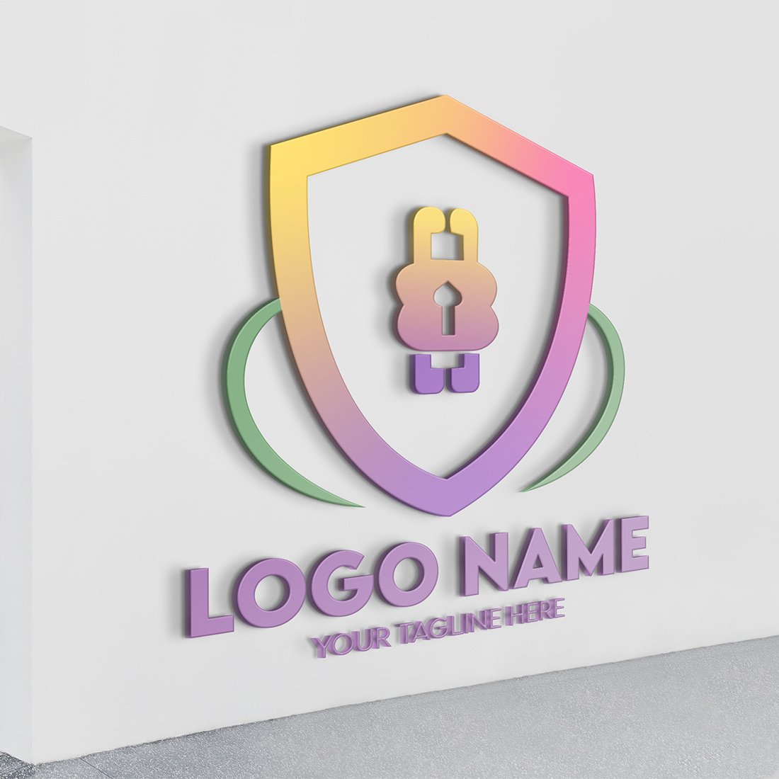 Modern Minimalist Security Company Start-up Logo Design for Businesses With Shield Lock Sign, Professional Creative Monogram For Security Start-up Colorful Gradient Logo Design for Brands Companies preview image.