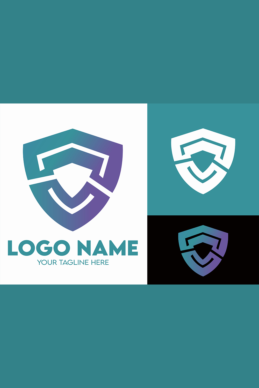 Modern Minimalist Security Company Start-up Logo Design for Businesses With Shield Lock Sign, Professional Creative Monogram For Security Start-up Colorful Gradient Logo Design for Brands Companies pinterest preview image.