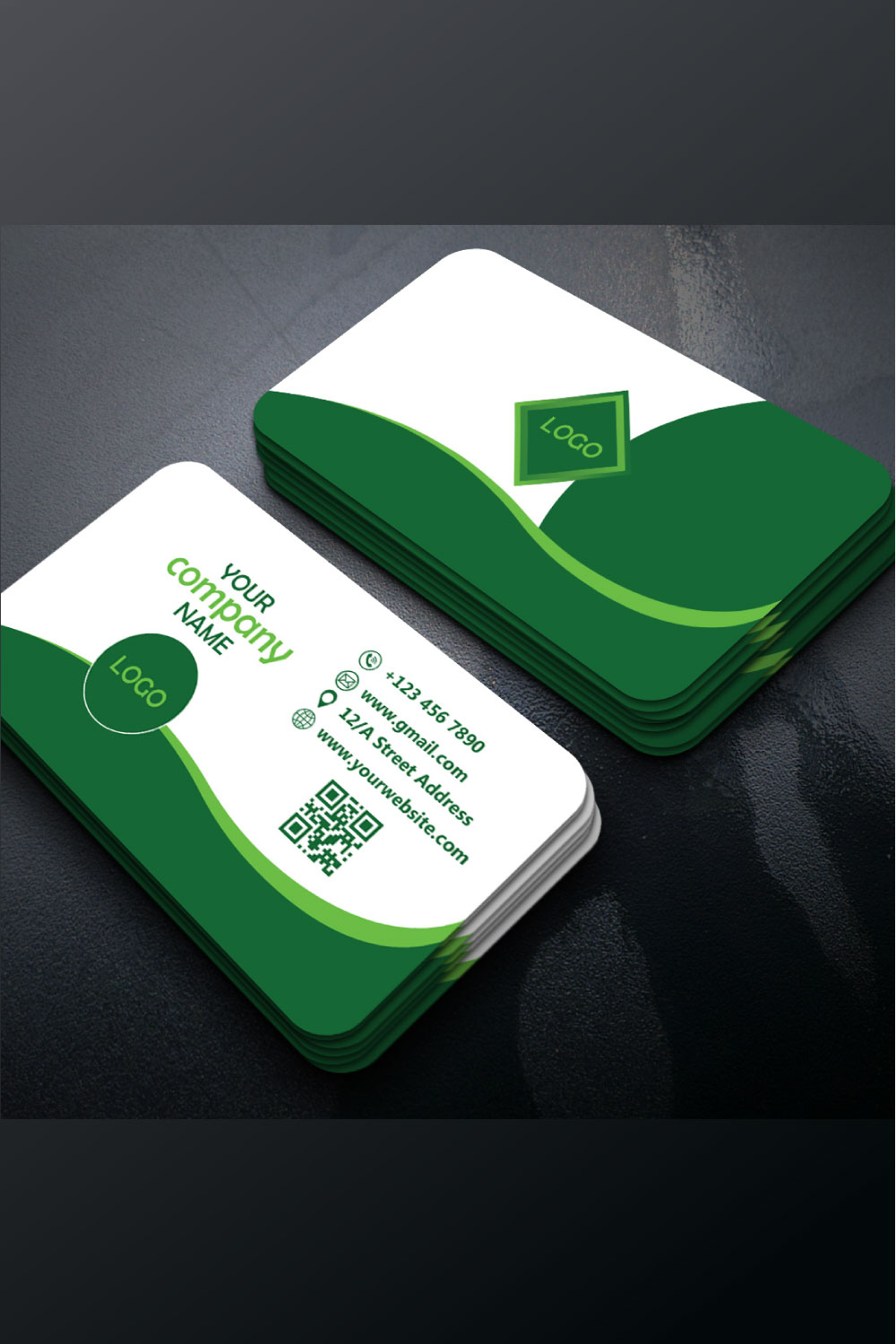 Corporate Business Card Template Design pinterest preview image.