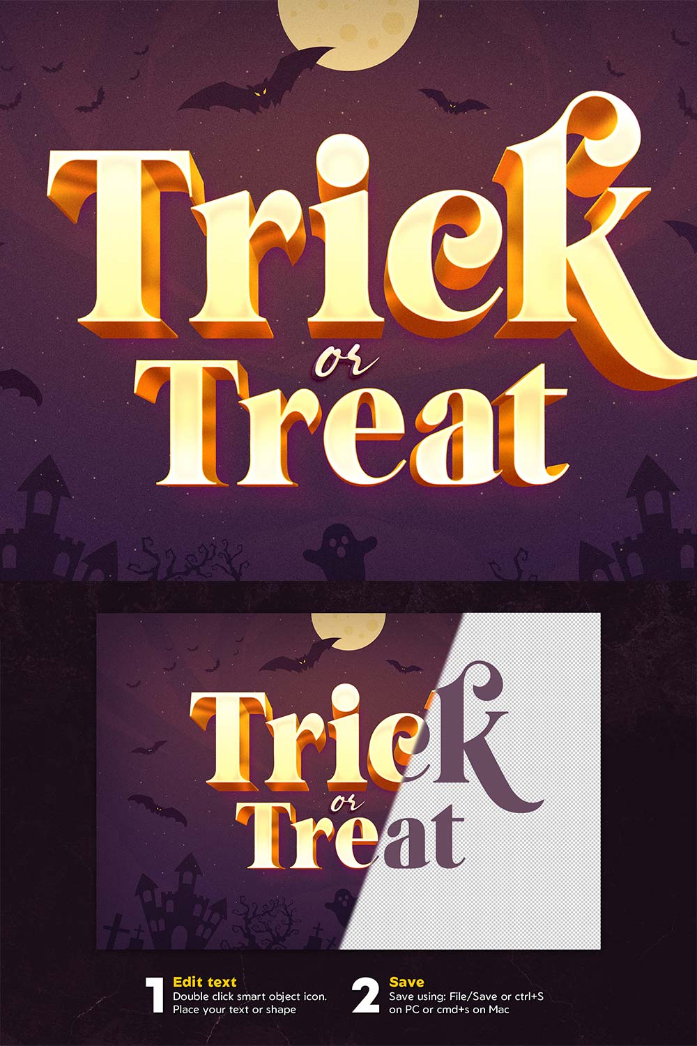 Trick or Treat Text Effect pinterest preview image.