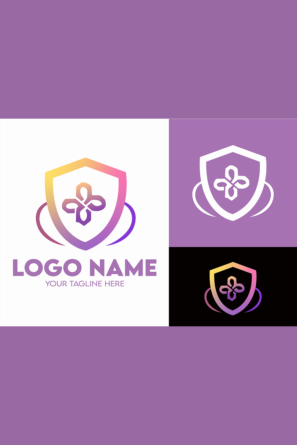 Modern Minimalist Security Company Start-up Logo Design for Businesses With Shield Lock Sign, Professional Creative Monogram For Security Start-up Colorful Gradient Logo Design for Brands Companies pinterest preview image.