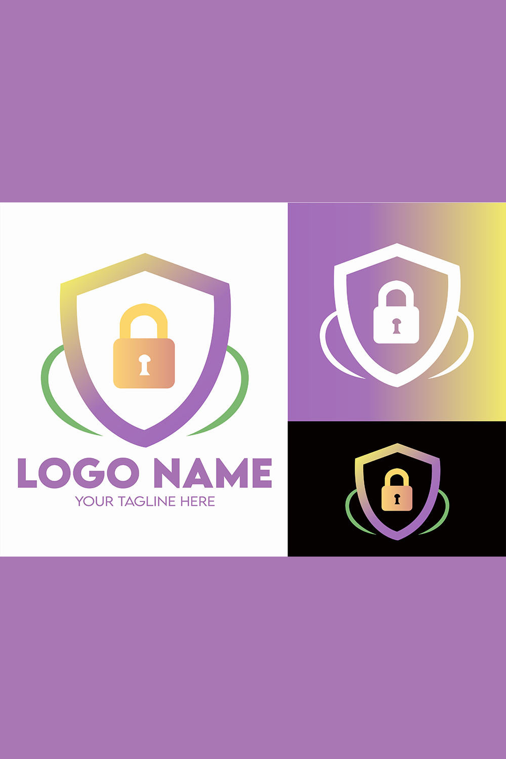 Modern Minimalist Security Company Start-up Logo Design for Businesses With Shield Lock Sign, Professional Creative Monogram For Security Start-up Colorful Gradient Logo Design for Brands Companies pinterest preview image.