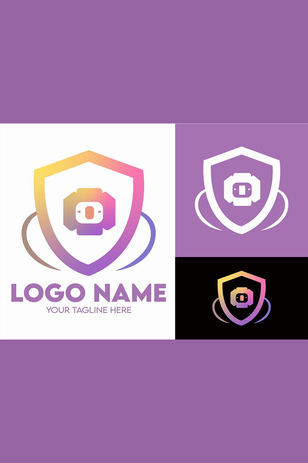 Modern Minimalist Security Company Start-up Logo Design for Businesses With Shield Lock Sign, Professional Creative Monogram For Security Start-up Colorful Gradient Logo Design for Brands Companies pinterest preview image.