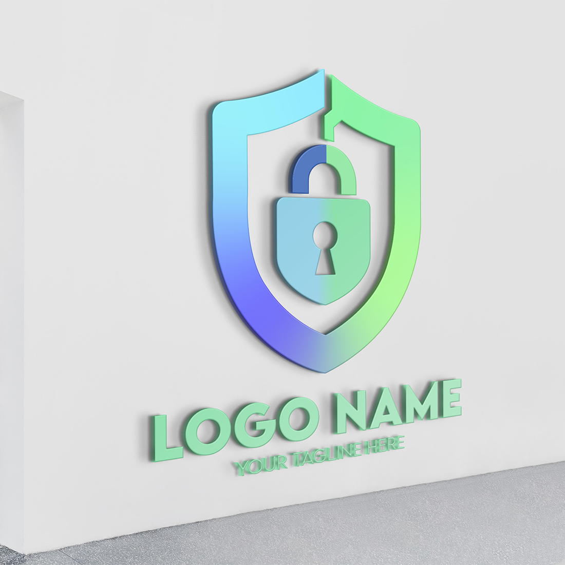 Modern Minimalist Security Company Start-up Logo Design for Businesses With Shield Lock Sign, Professional Creative Monogram For Security Start-up Colorful Gradient Logo Design for Brands Companies preview image.