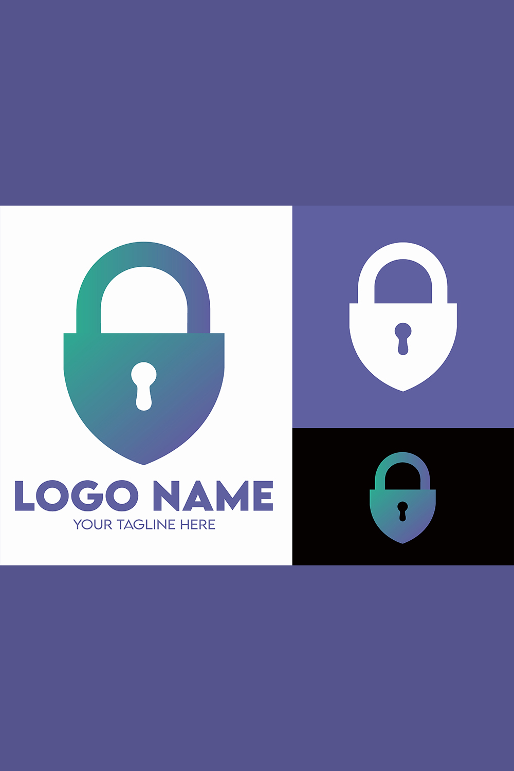 Modern Minimalist Security Company Start-up Logo Design for Businesses With Shield Lock Sign, Professional Creative Monogram For Security Start-up Colorful Gradient Logo Design for Brands Companies pinterest preview image.