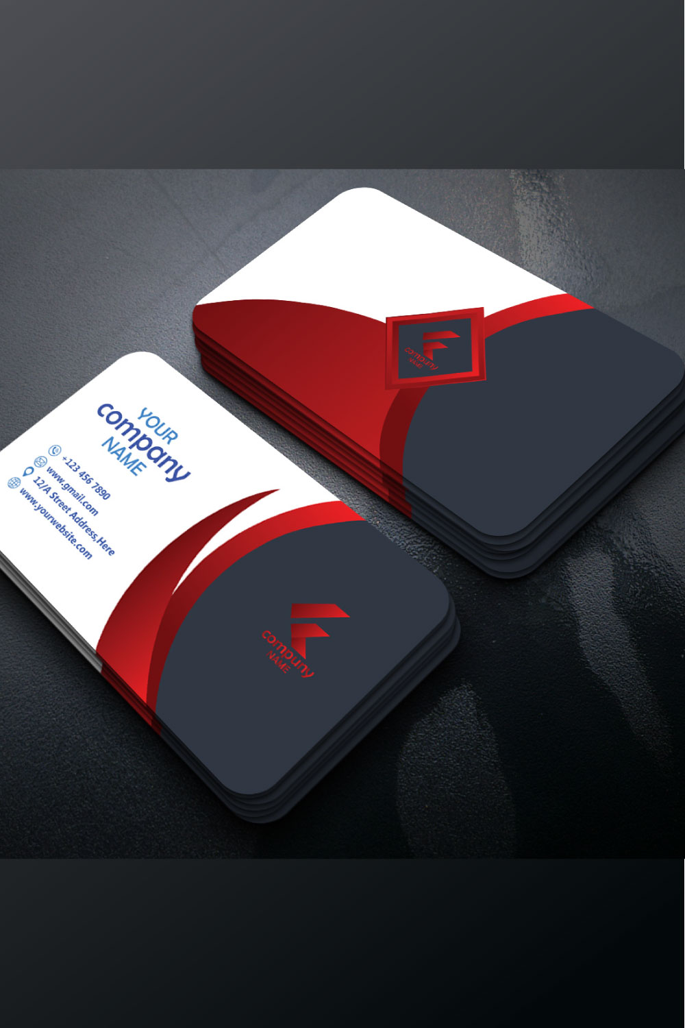 Corporate Business Card Template Design pinterest preview image.