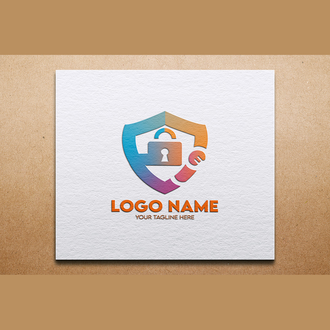 Modern Minimalist Security Company Start-up Logo Design for Businesses With Shield Lock Sign, Professional Creative Monogram For Security Start-up Colorful Gradient Logo Design for Brands Companies preview image.