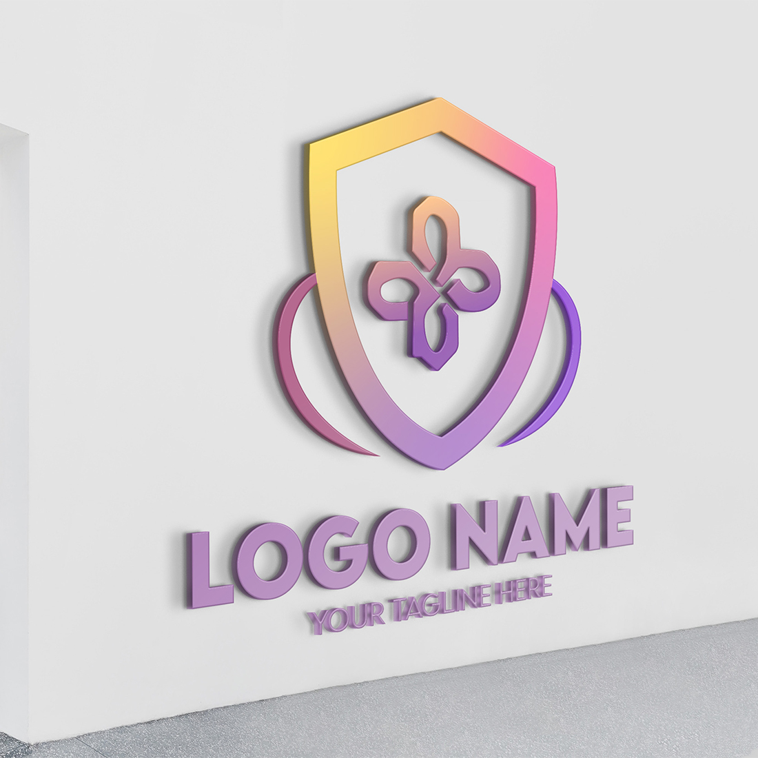 Modern Minimalist Security Company Start-up Logo Design for Businesses With Shield Lock Sign, Professional Creative Monogram For Security Start-up Colorful Gradient Logo Design for Brands Companies preview image.