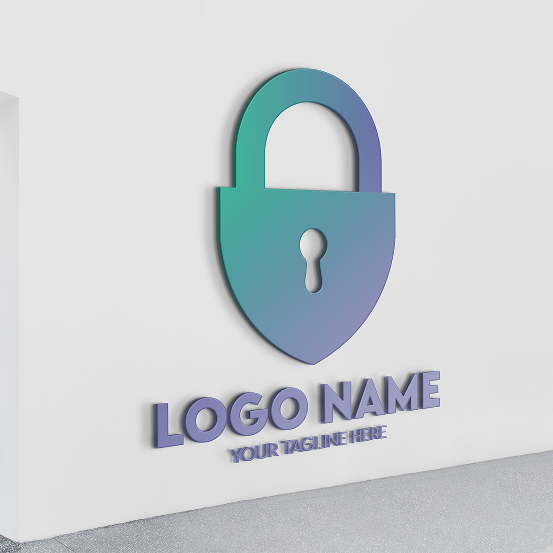 Modern Minimalist Security Company Start-up Logo Design for Businesses With Shield Lock Sign, Professional Creative Monogram For Security Start-up Colorful Gradient Logo Design for Brands Companies preview image.