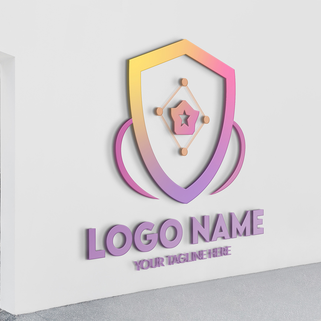 Modern Minimalist Security Company Start-up Logo Design for Businesses With Shield Lock Sign, Professional Creative Monogram For Security Start-up Colorful Gradient Logo Design for Brands Companies preview image.