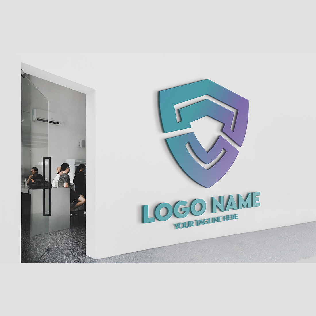 Modern Minimalist Security Company Start-up Logo Design for Businesses With Shield Lock Sign, Professional Creative Monogram For Security Start-up Colorful Gradient Logo Design for Brands Companies preview image.