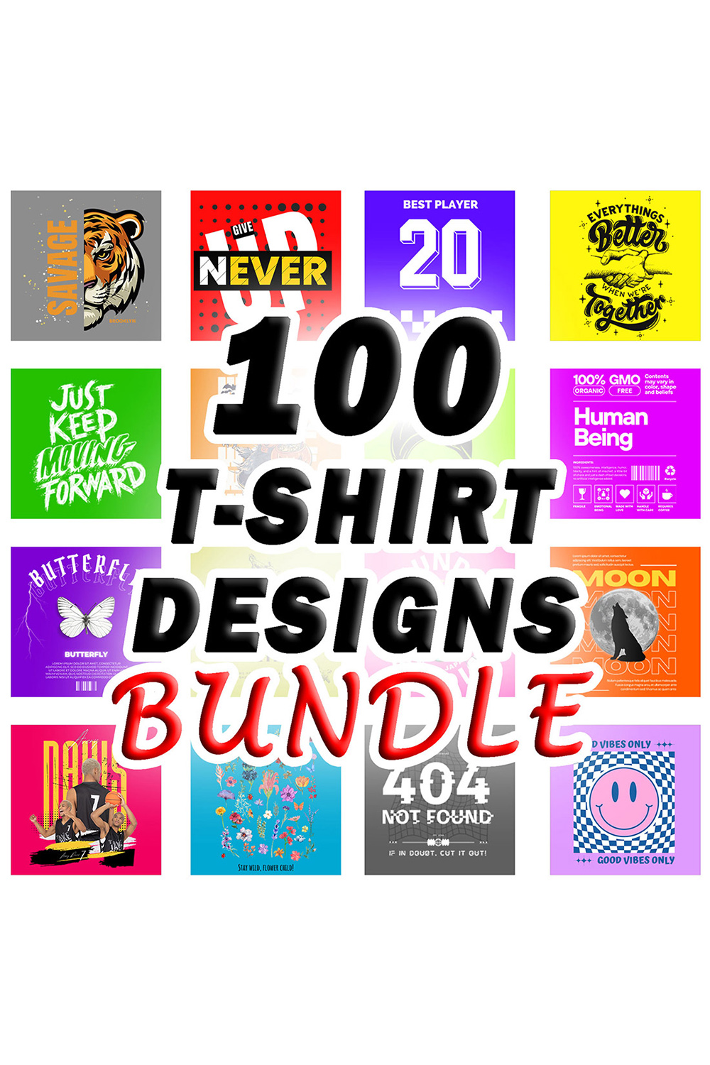 100 T-shirt Designs Bundle SVG, PNG – Part 1 pinterest preview image.