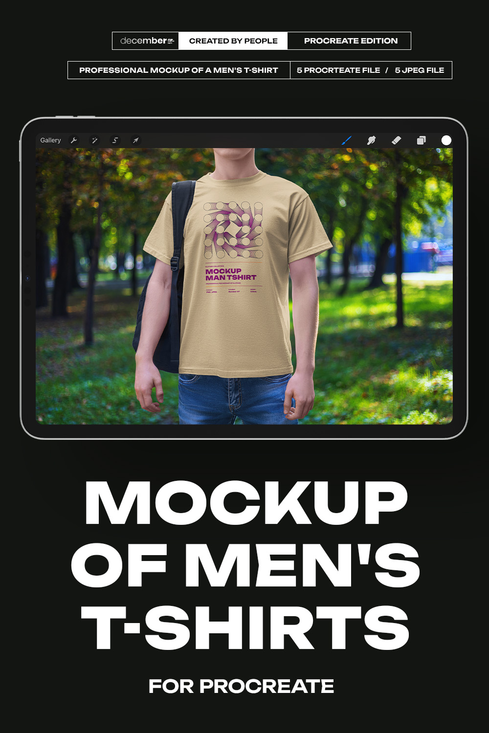 5 Mockups Man T-Shirt on the Street for Procreate pinterest preview image.