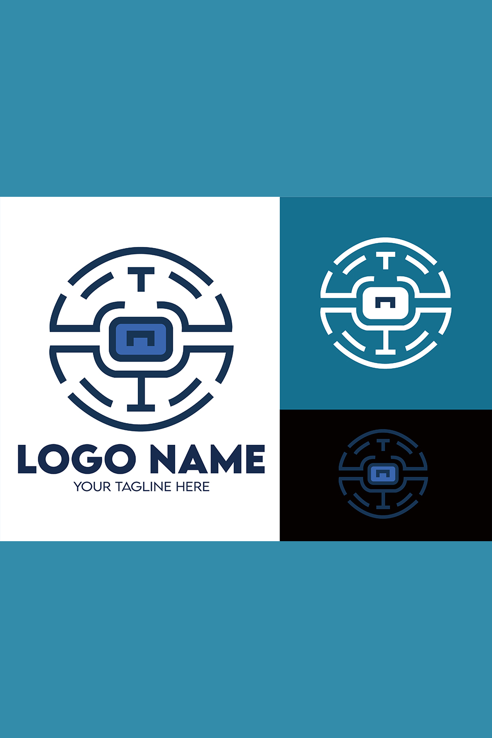 Modern Minimalist Tech Start-up Logo Design for Businesses With AI Chipset Sign, Professional Creative Artificial Intelligence Start-up Luxury Elegant Gradient Monogram Logo Design for Brands Companies pinterest preview image.