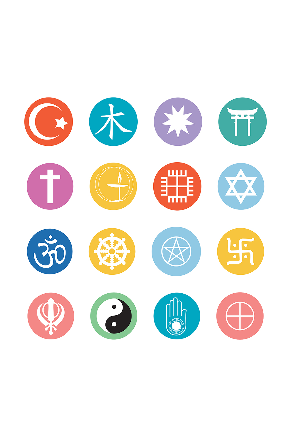 World Religion Day Design and Religion Icons pinterest preview image.