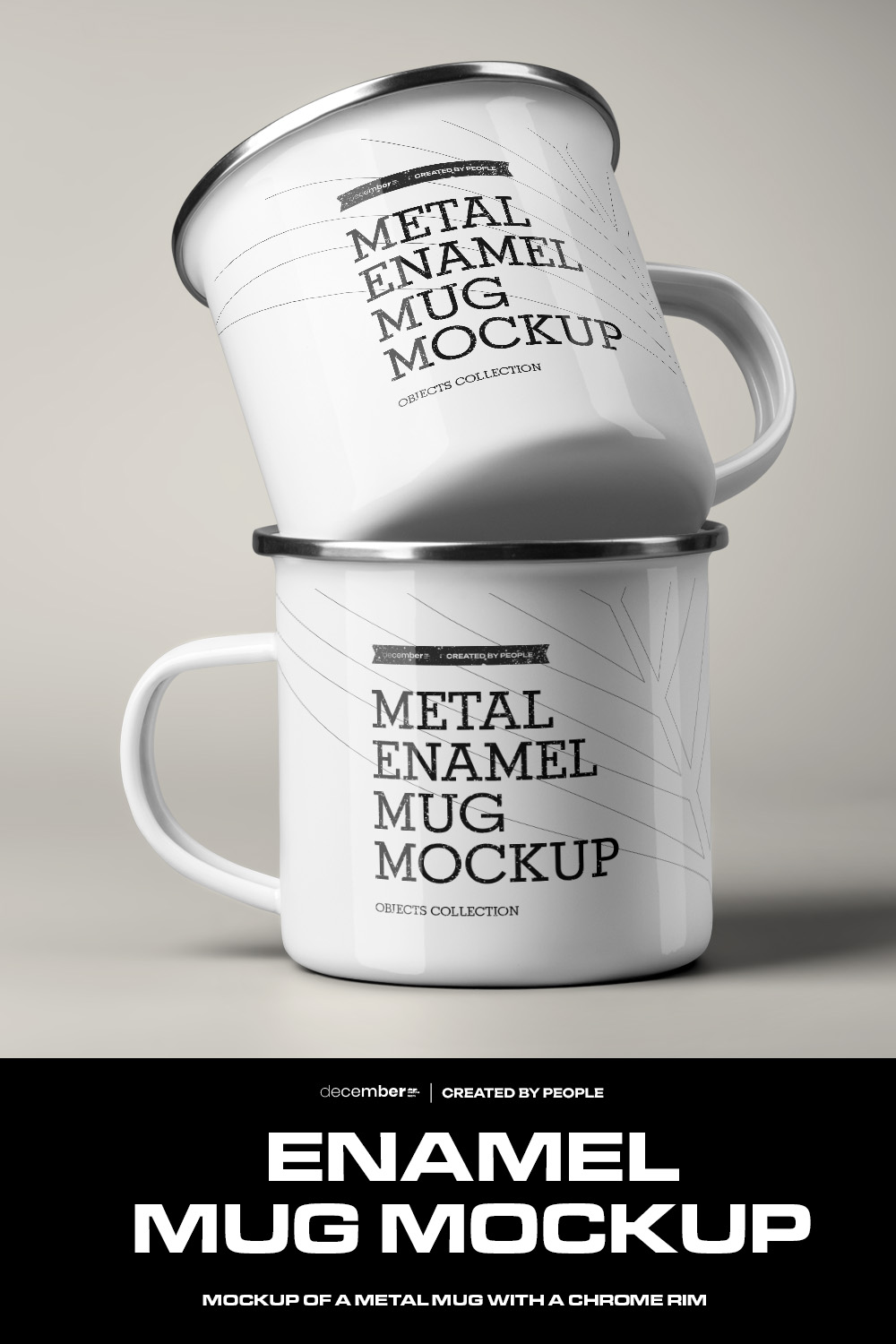 7 Mockups of Enamel Metal Mug pinterest preview image.