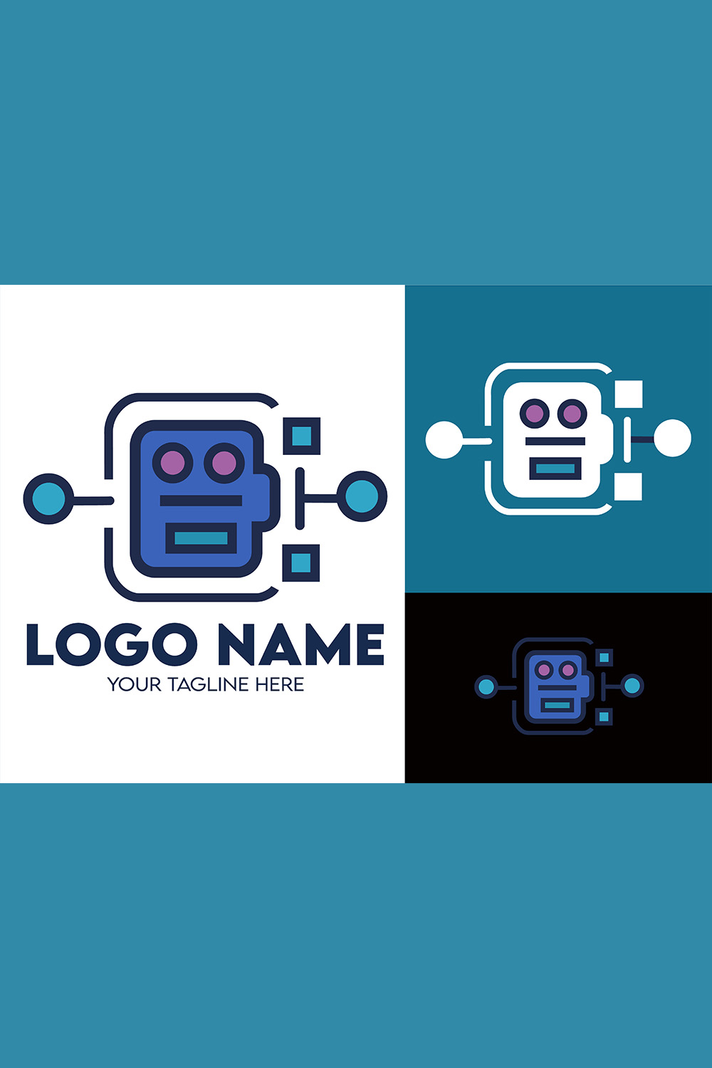 Modern Minimalist Tech Start-up Logo Design for Businesses With AI Chipset Sign, Professional Creative Artificial Intelligence Start-up Luxury Elegant Gradient Monogram Logo Design for Brands Companies pinterest preview image.