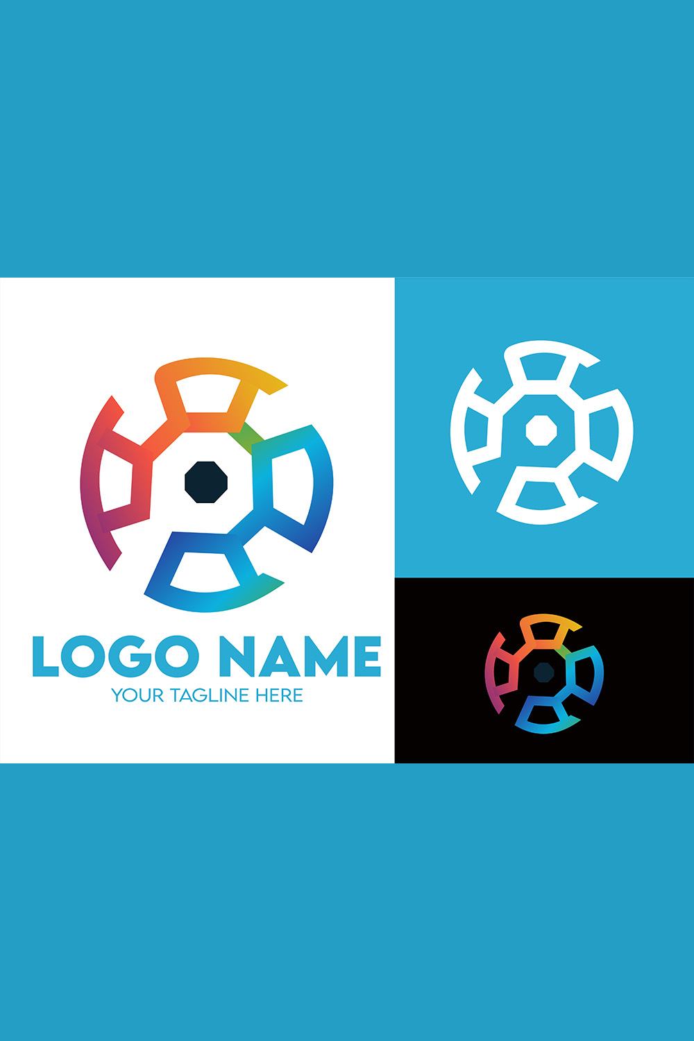 Modern Minimalist Tech Start-up Logo Design for Businesses With AI Chipset Sign, Professional Creative Artificial Intelligence Start-up Luxury Elegant Gradient Monogram Logo Design for Brands Companies pinterest preview image.