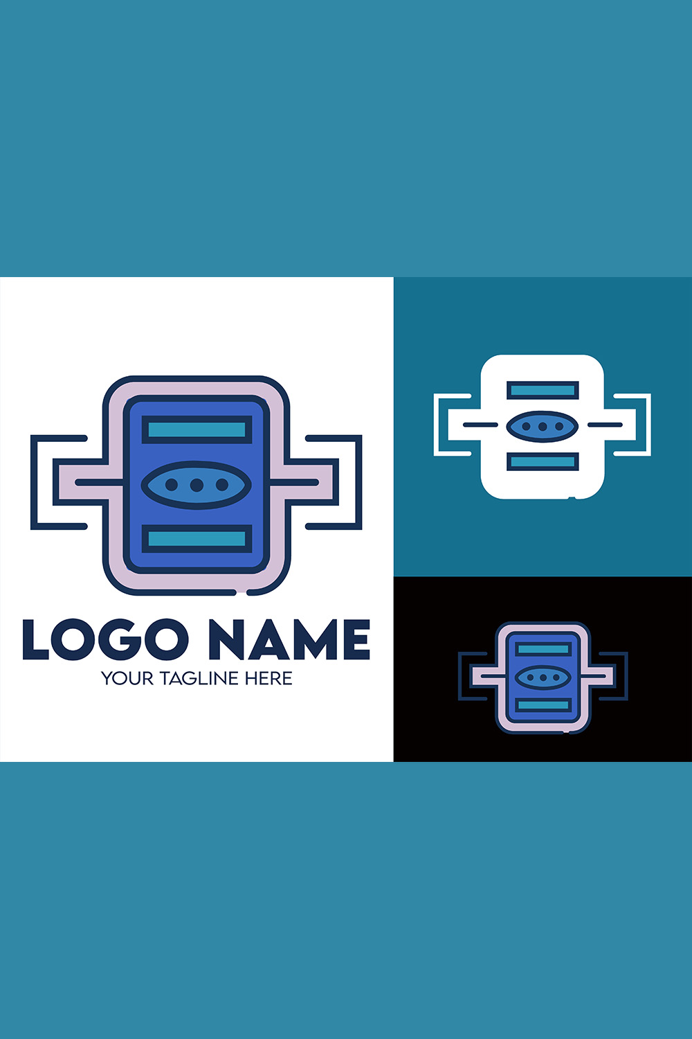 Modern Minimalist Tech Start-up Logo Design for Businesses With AI Chipset Sign, Professional Creative Artificial Intelligence Start-up Luxury Elegant Gradient Monogram Logo Design for Brands Companies pinterest preview image.