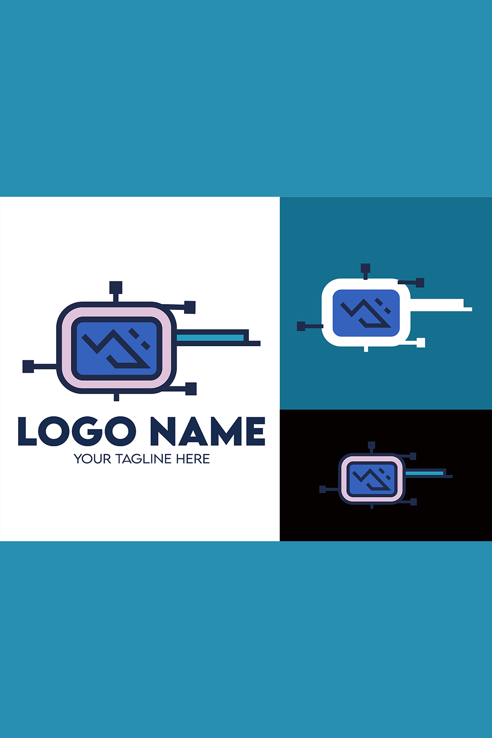 Modern Minimalist Tech Start-up Logo Design for Businesses With AI Chipset Sign, Professional Creative Artificial Intelligence Start-up Luxury Elegant Gradient Monogram Logo Design for Brands Companies pinterest preview image.