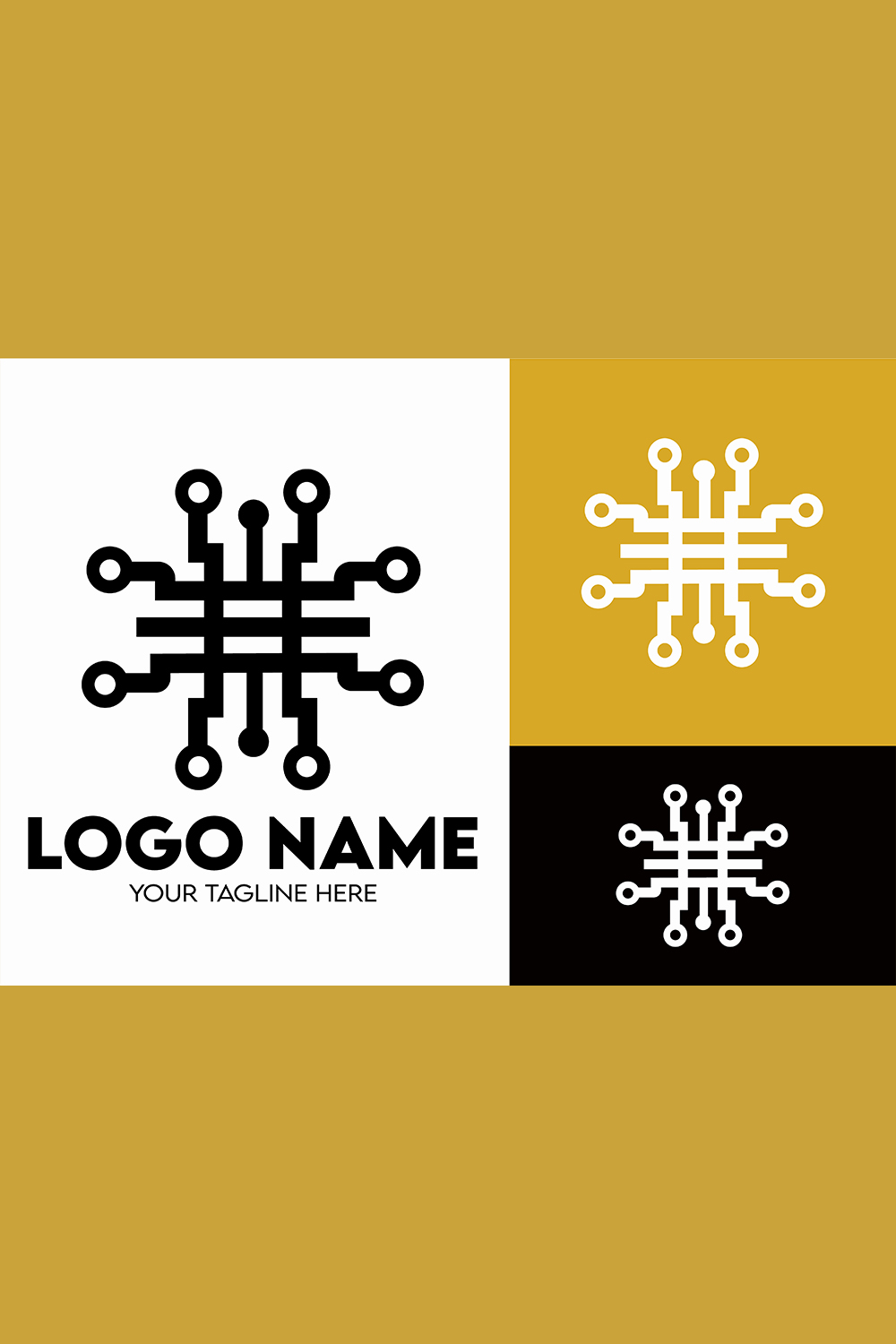 Modern Minimalist Tech Start-up Logo Design for Businesses With AI Chipset Sign, Professional Creative Artificial Intelligence Start-up Luxury Elegant Gradient Monogram Logo Design for Brands Companies pinterest preview image.