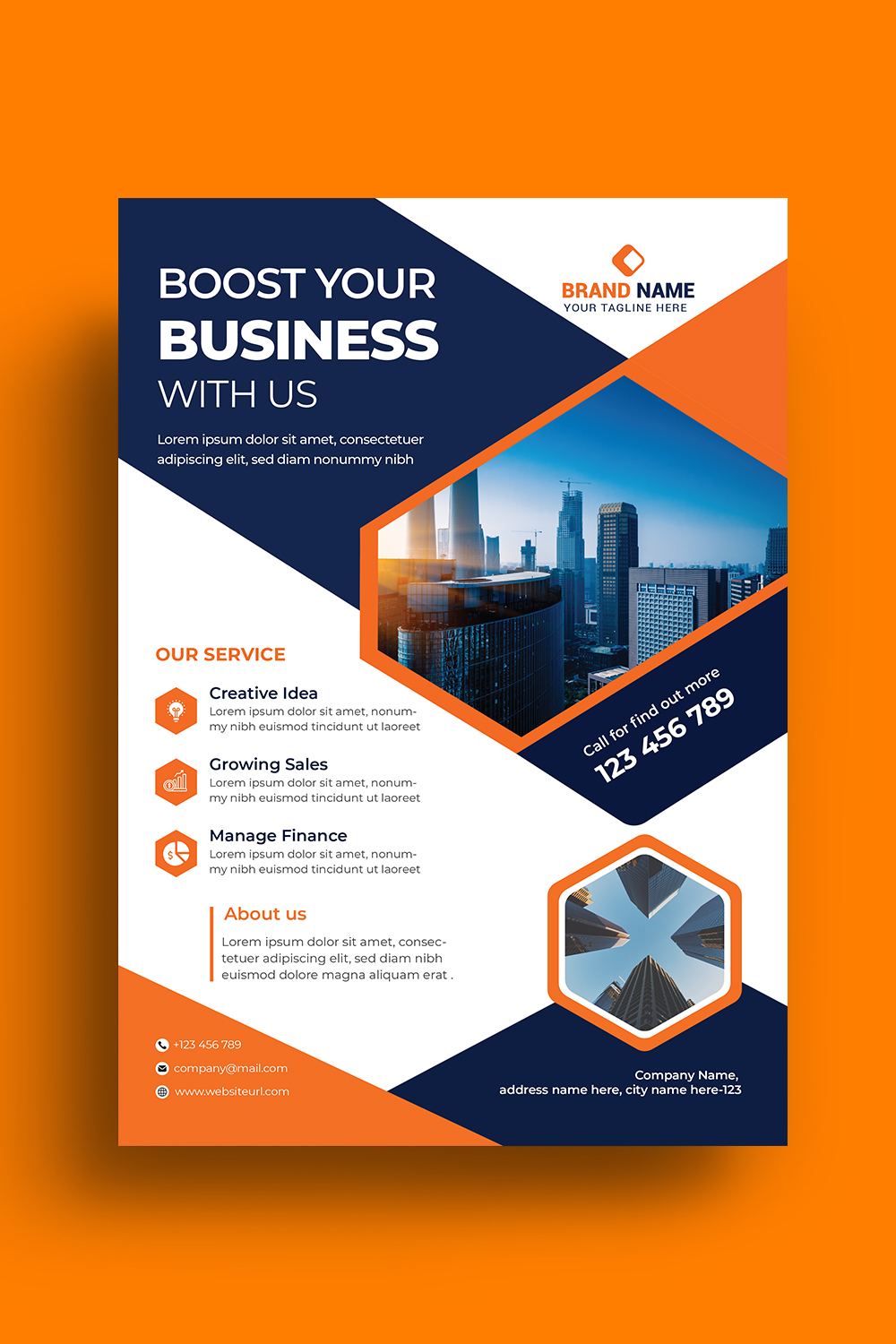 Business flyer template pinterest preview image.