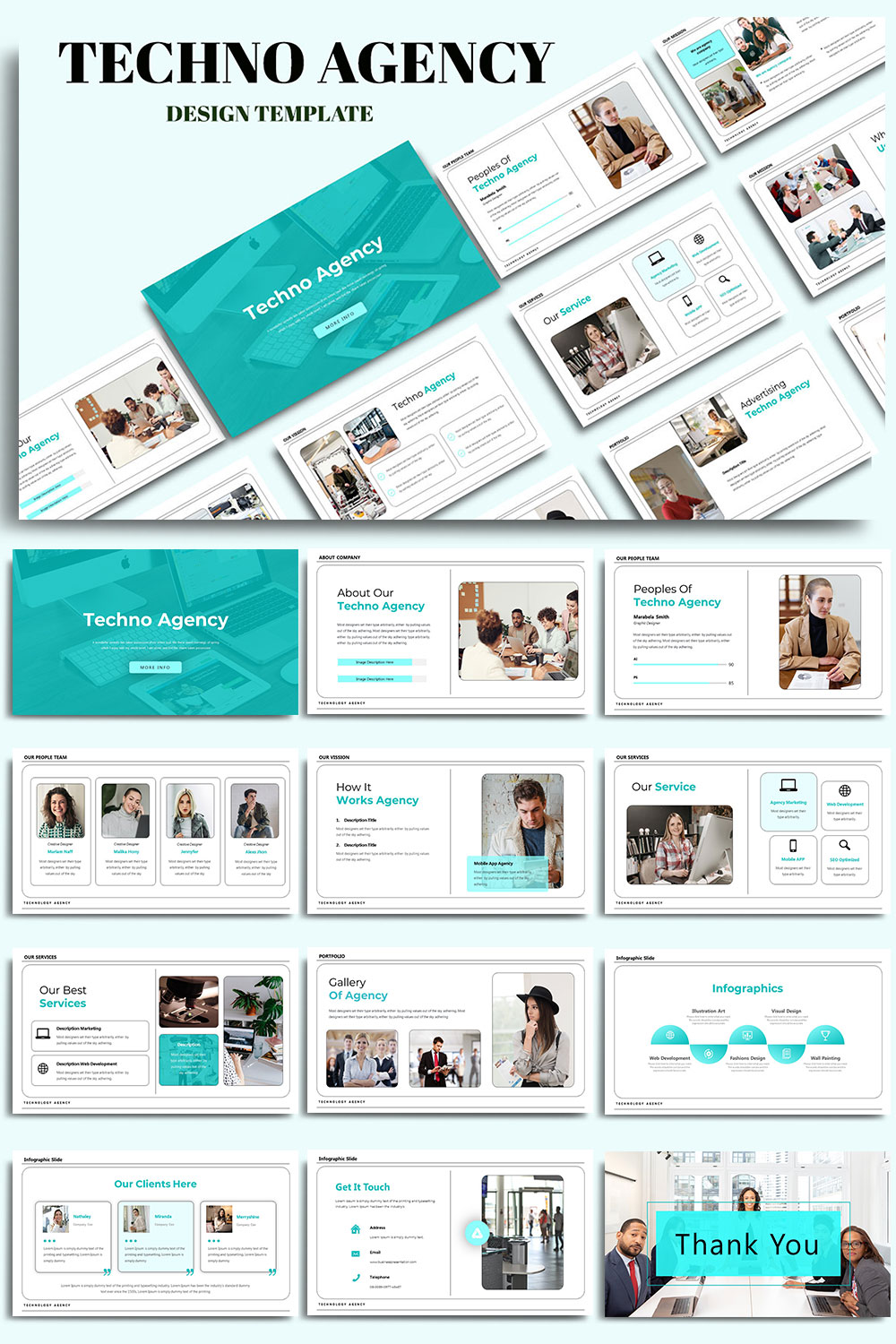 Techno Agency Powerpoint Template pinterest preview image.