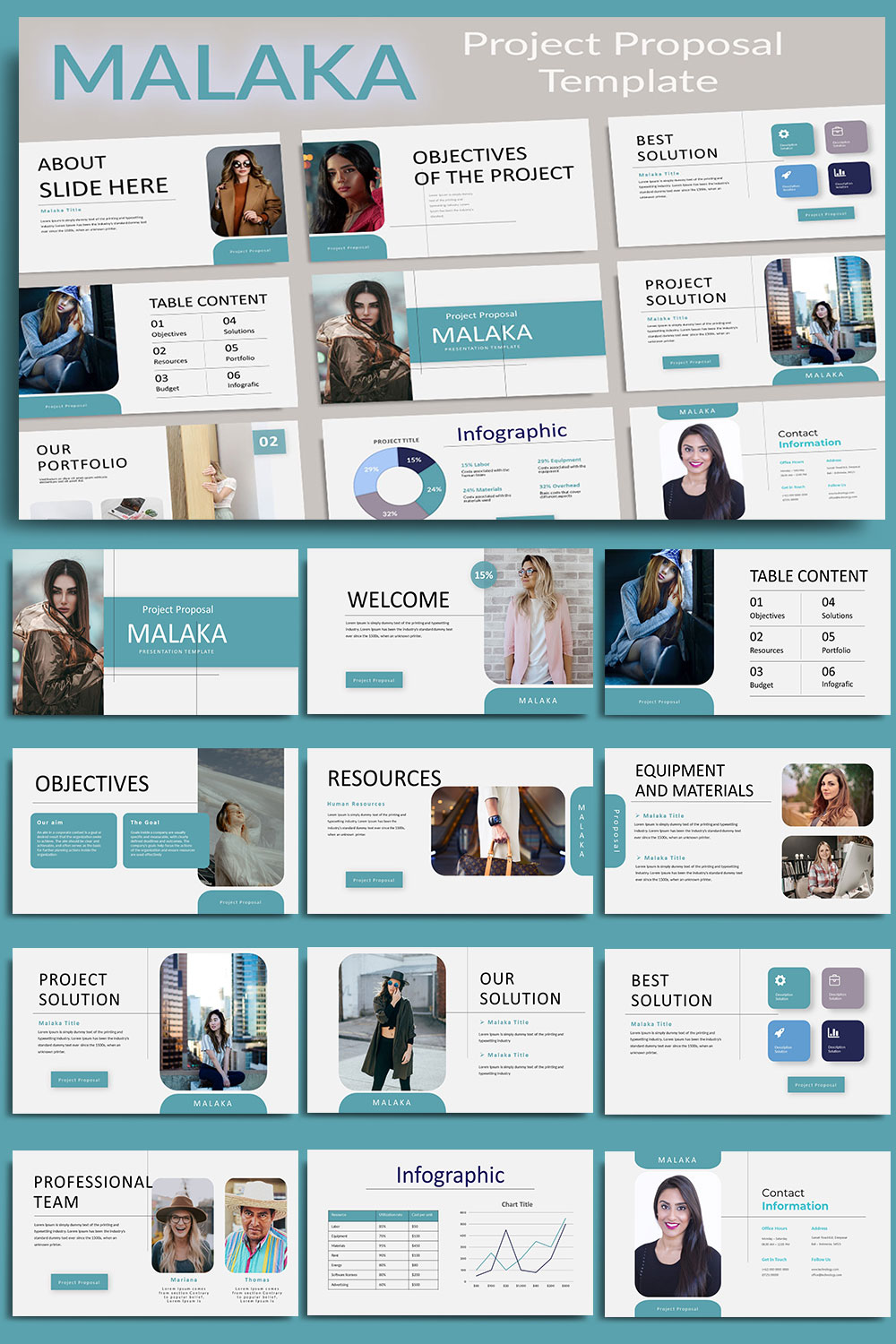 Malaka Persentation Template pinterest preview image.