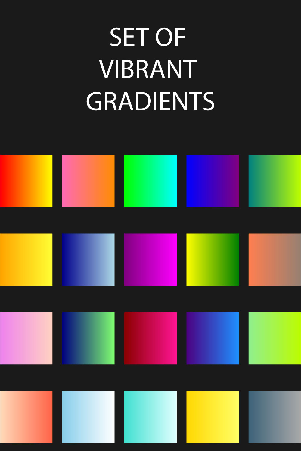 Set of Vibrant Gradient Colors pinterest preview image.