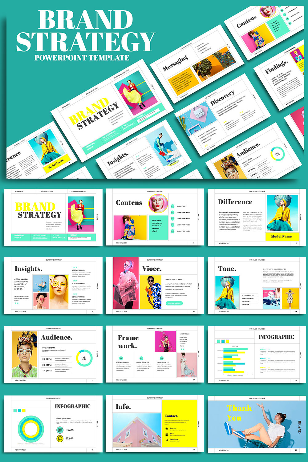 Brand Strategy Persentation Template pinterest preview image.