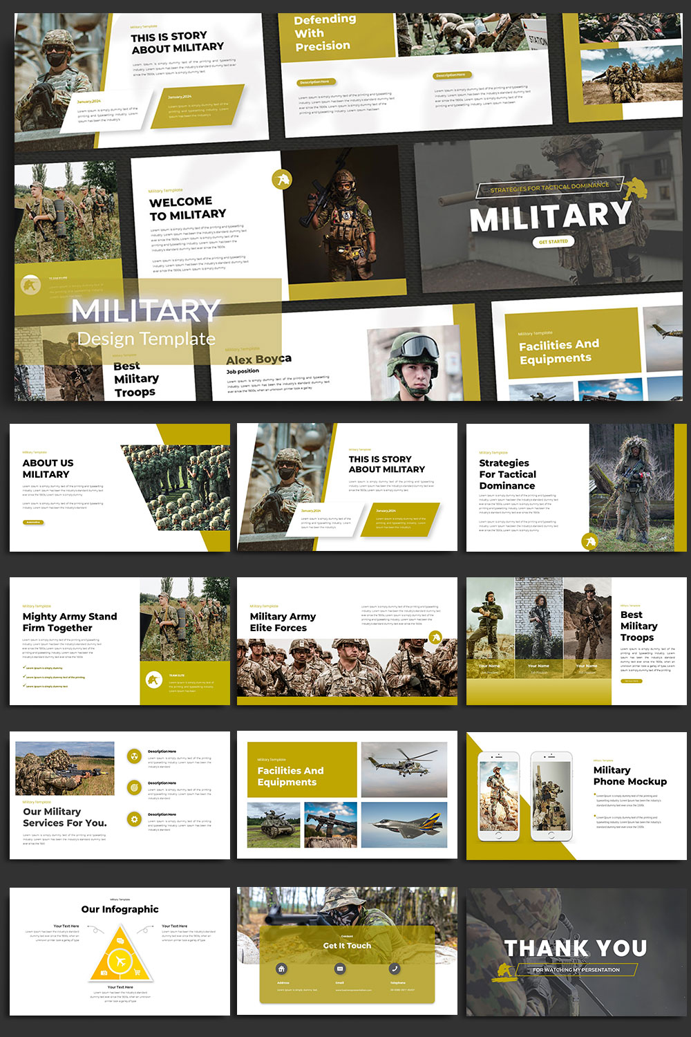 Military Persentation Template pinterest preview image.